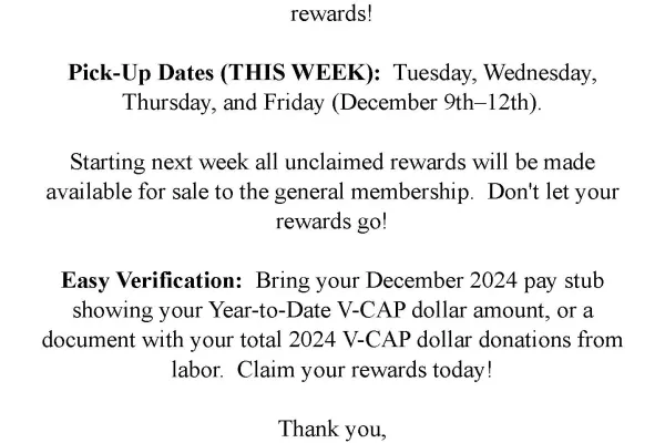 2024 V-CAP Rewards, your final opportunity