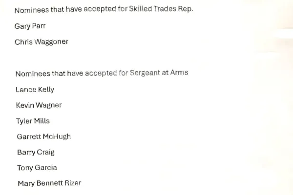 2026 VOTE FOR SKILLED TRADES AND SGT AT ARMS