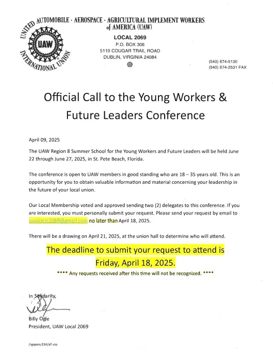 Official Call Letter