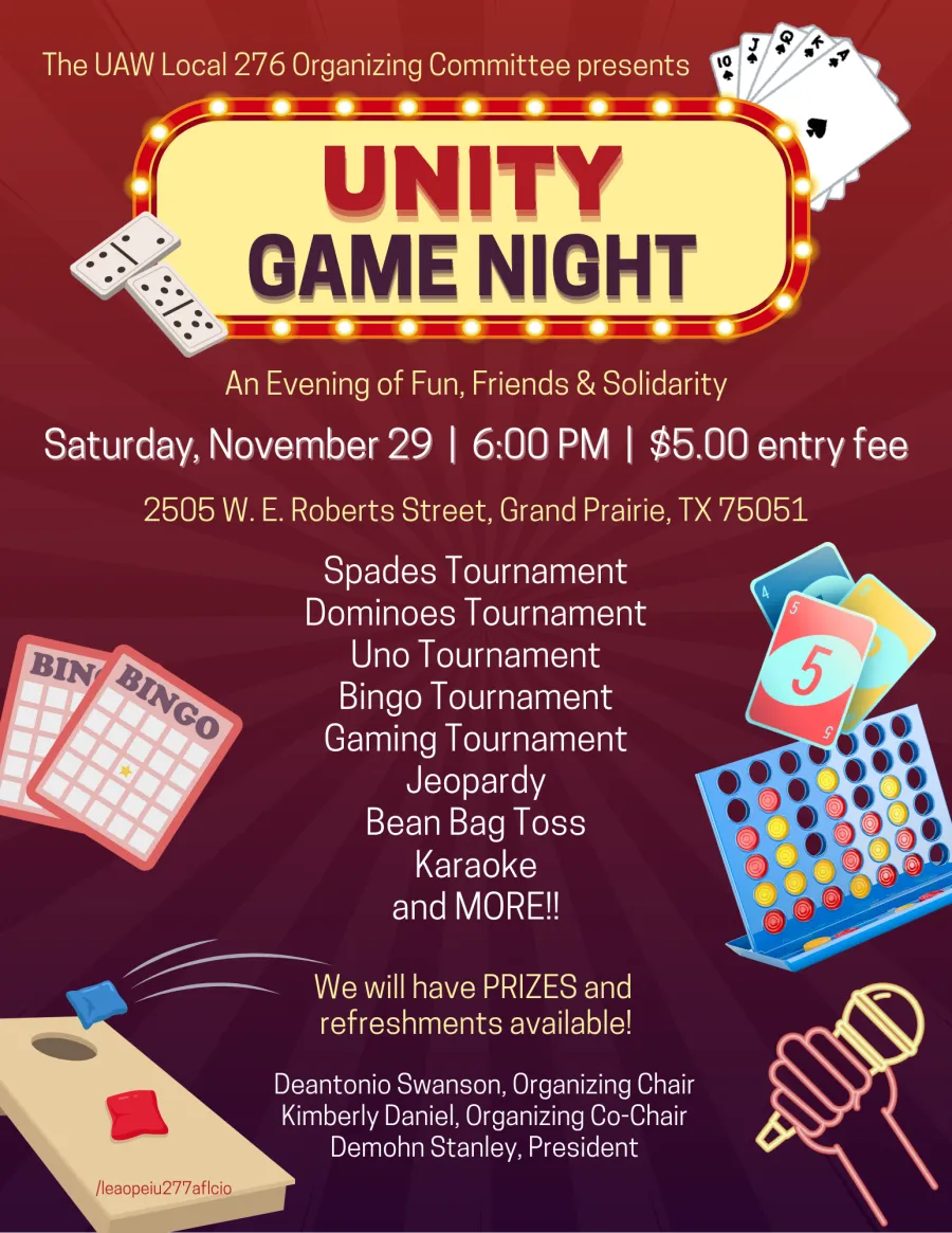 Unity Game Night Flyer