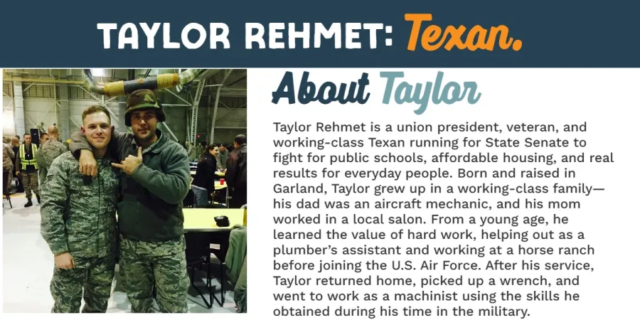 Taylor Rehmet is union candidate worrying union haters