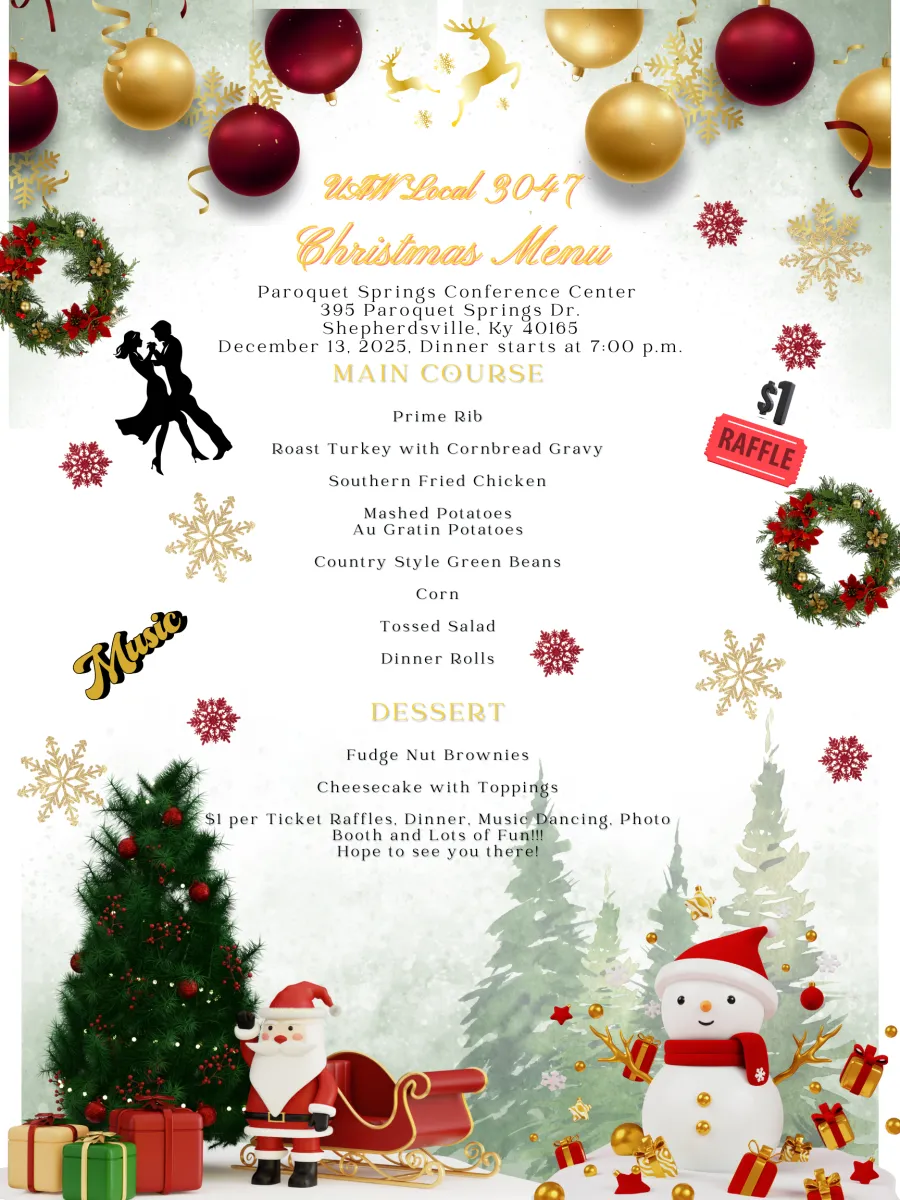 Christmas Party 2025 Menu