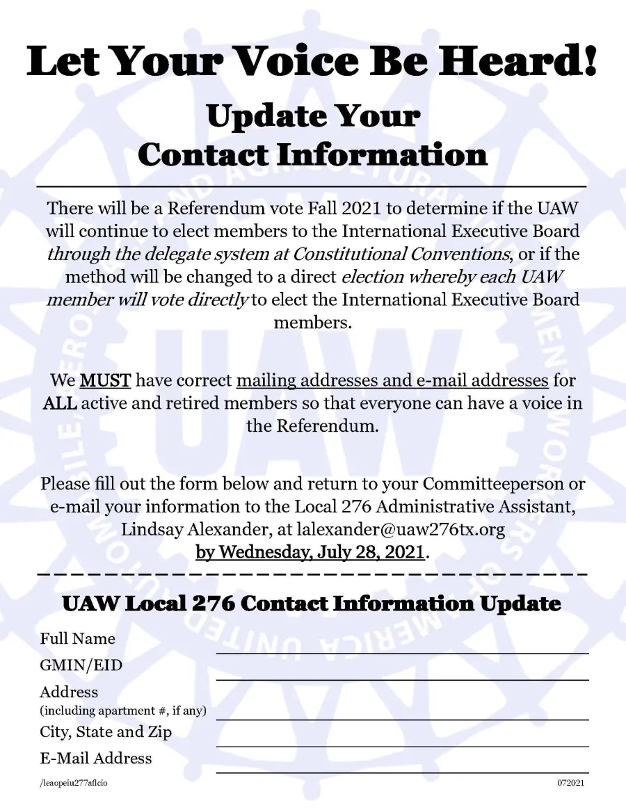 Contact Information Update Pic