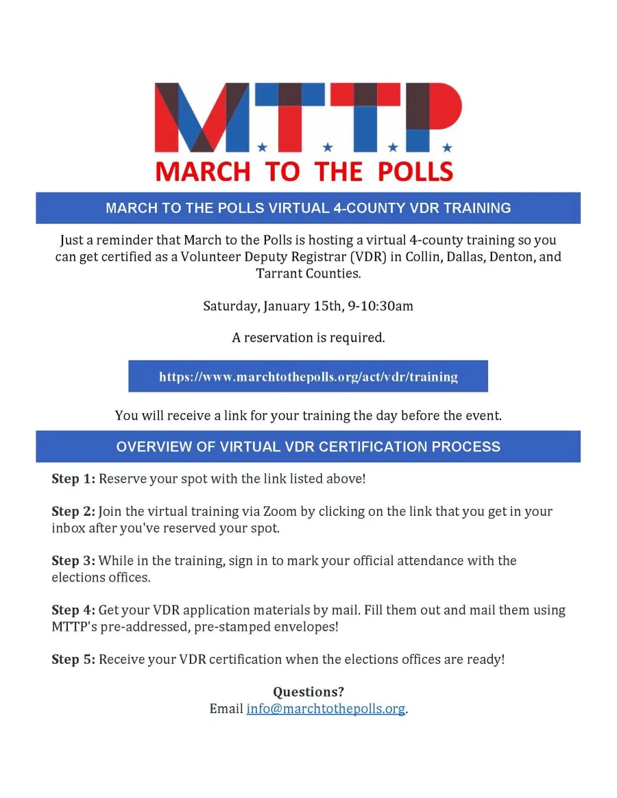 2022-01-15 March to the Polls VDR Training