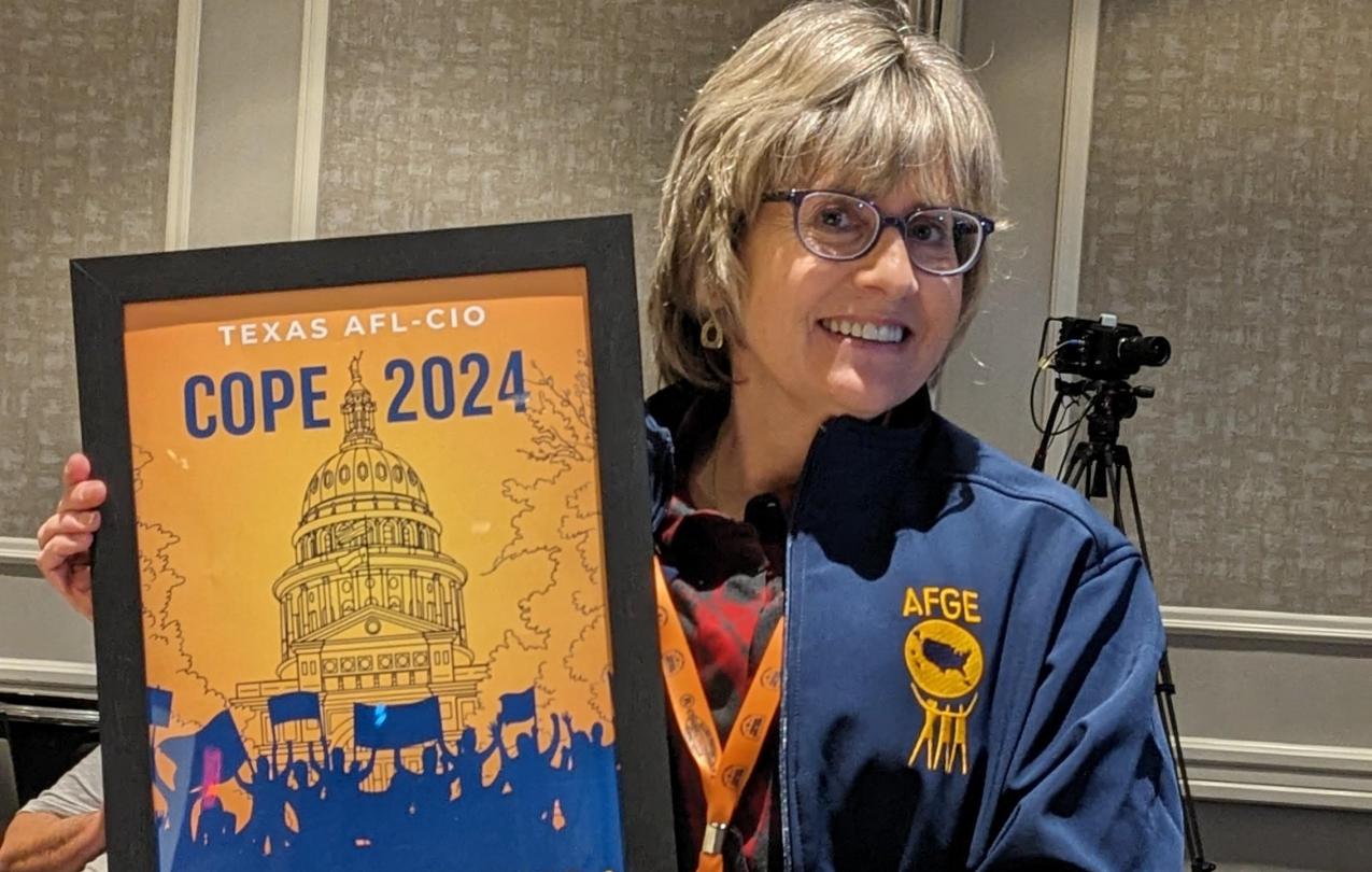 Jeanne Schulze from AFGE 1003 at the Texas AFL-CIO Political Convention
