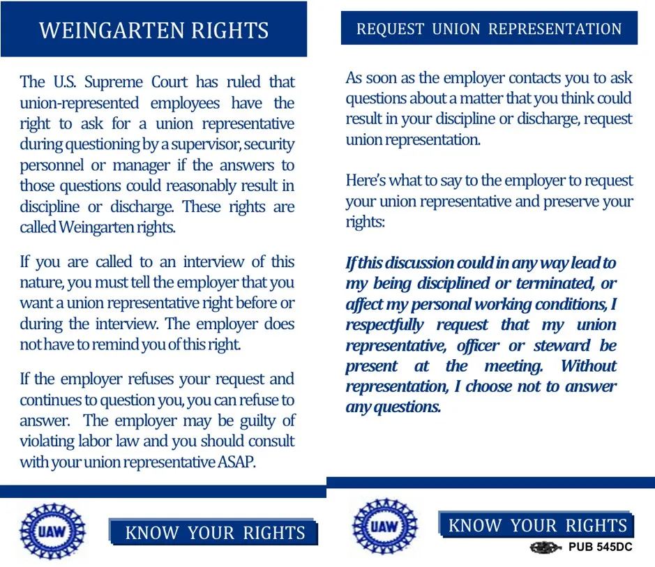 Weingarten Rights Card