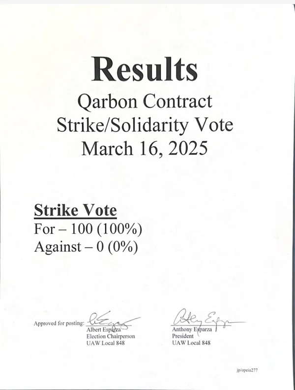 100% unity is rare in any organization, but Qarbon workers are together