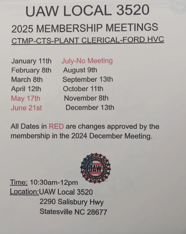Local 3520 Monthly Meeting Dates