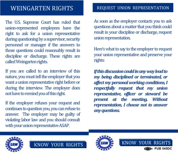 Weingarten Rights Card