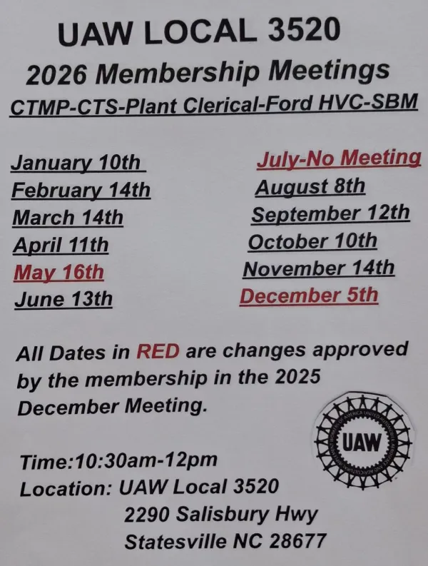 Local 3520 Meeting Dates 2026