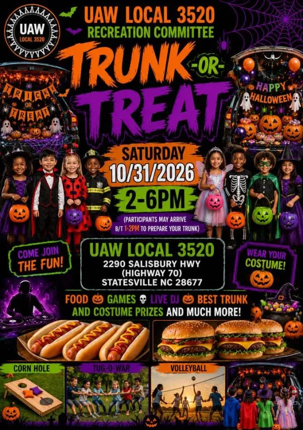 UAW Local 3520 Rec Committee Hosting Trunk or Treat