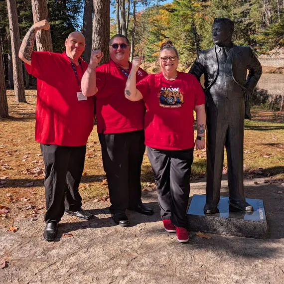 uaw region 8 conference reuther statue group photo